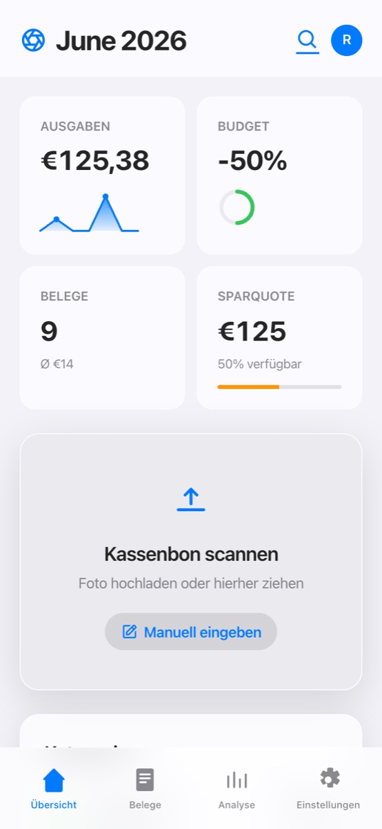 CashFlow AI — Dashboard mit Budget & Sparquote