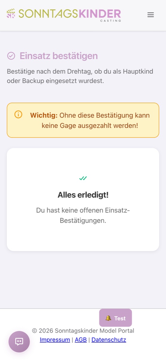 Model-Portal — Einsätze bestätigen