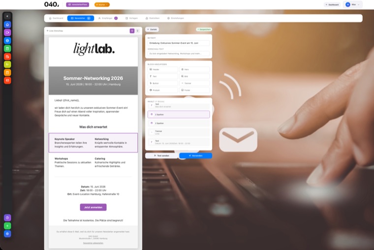 Newsletter mit Block-Editor