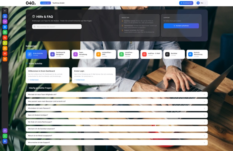 Integrierte Hilfe & FAQ