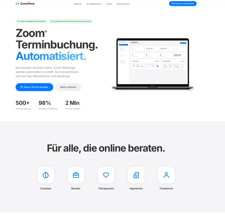 Buchungs-Landingpage