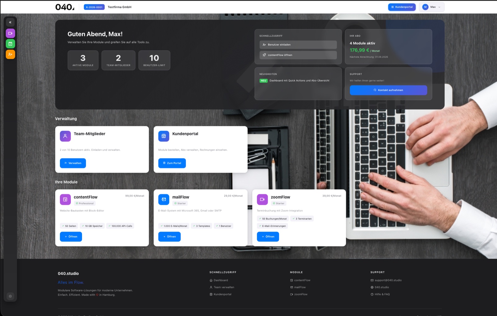 saasFlow Kunden-Dashboard